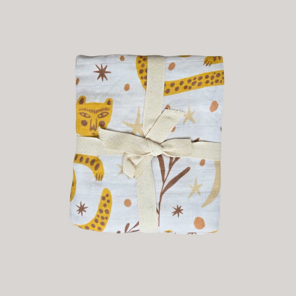 Solstice Stories Large Organic Cotton Muslin Swaddle Blanket - Tigers