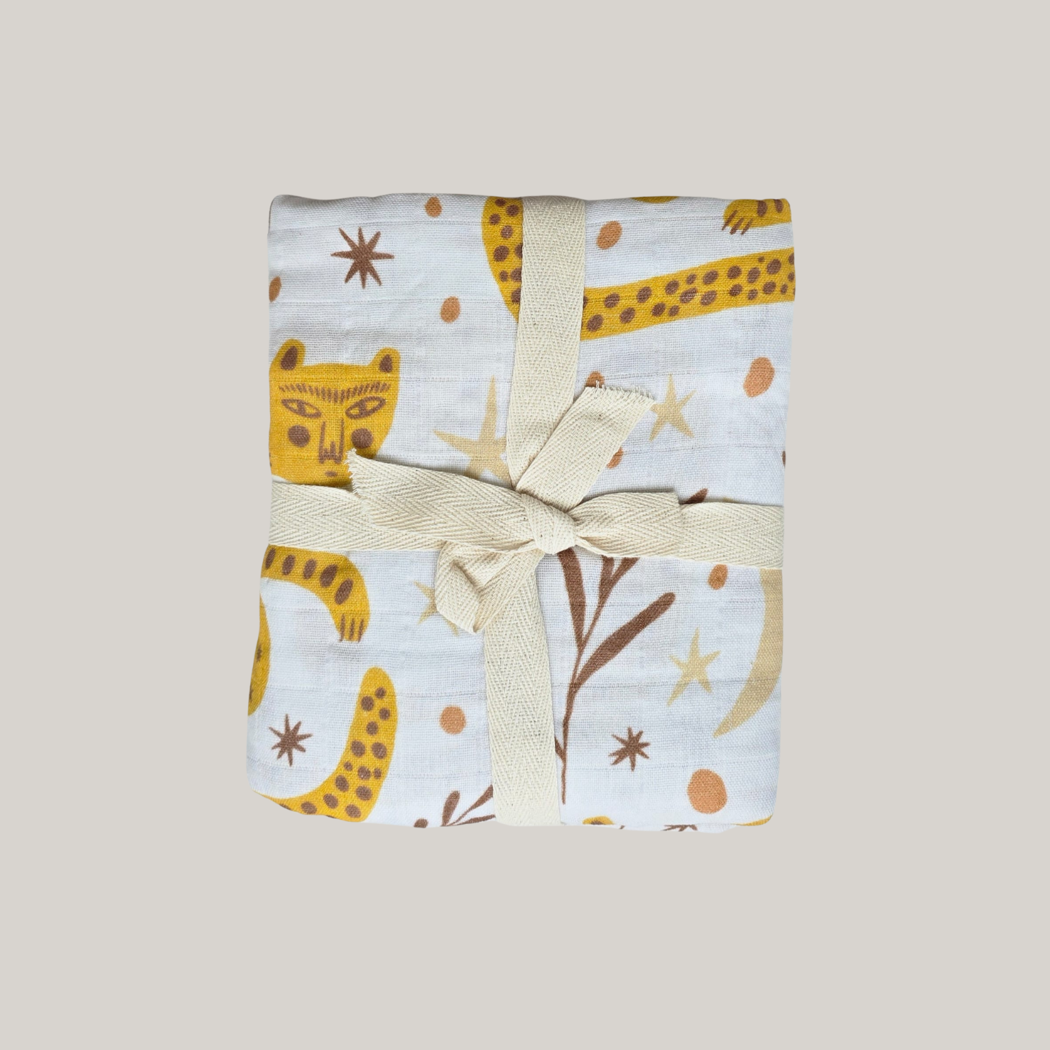 Solstice Stories Large Organic Cotton Muslin Swaddle Blanket - Tigers