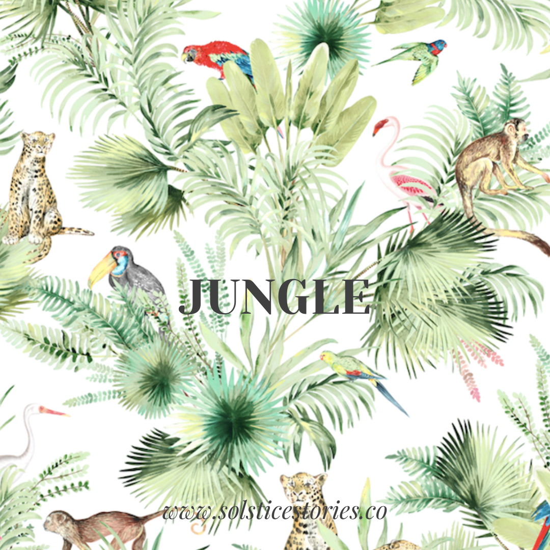 Solstice Stories Large Organic Cotton Muslin Swaddle Blanket - Jungle Print