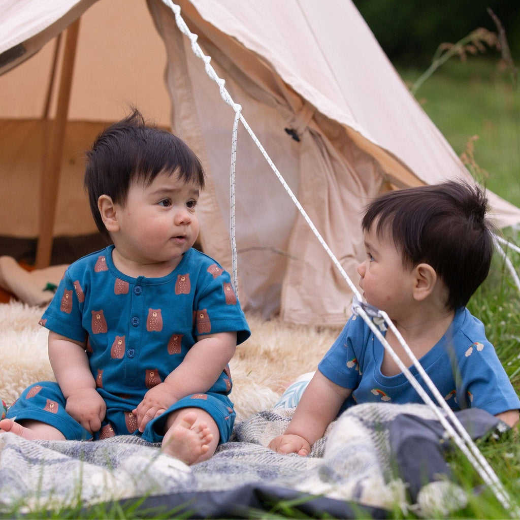 Little Green Radicals Teddy Bears Organic Romper