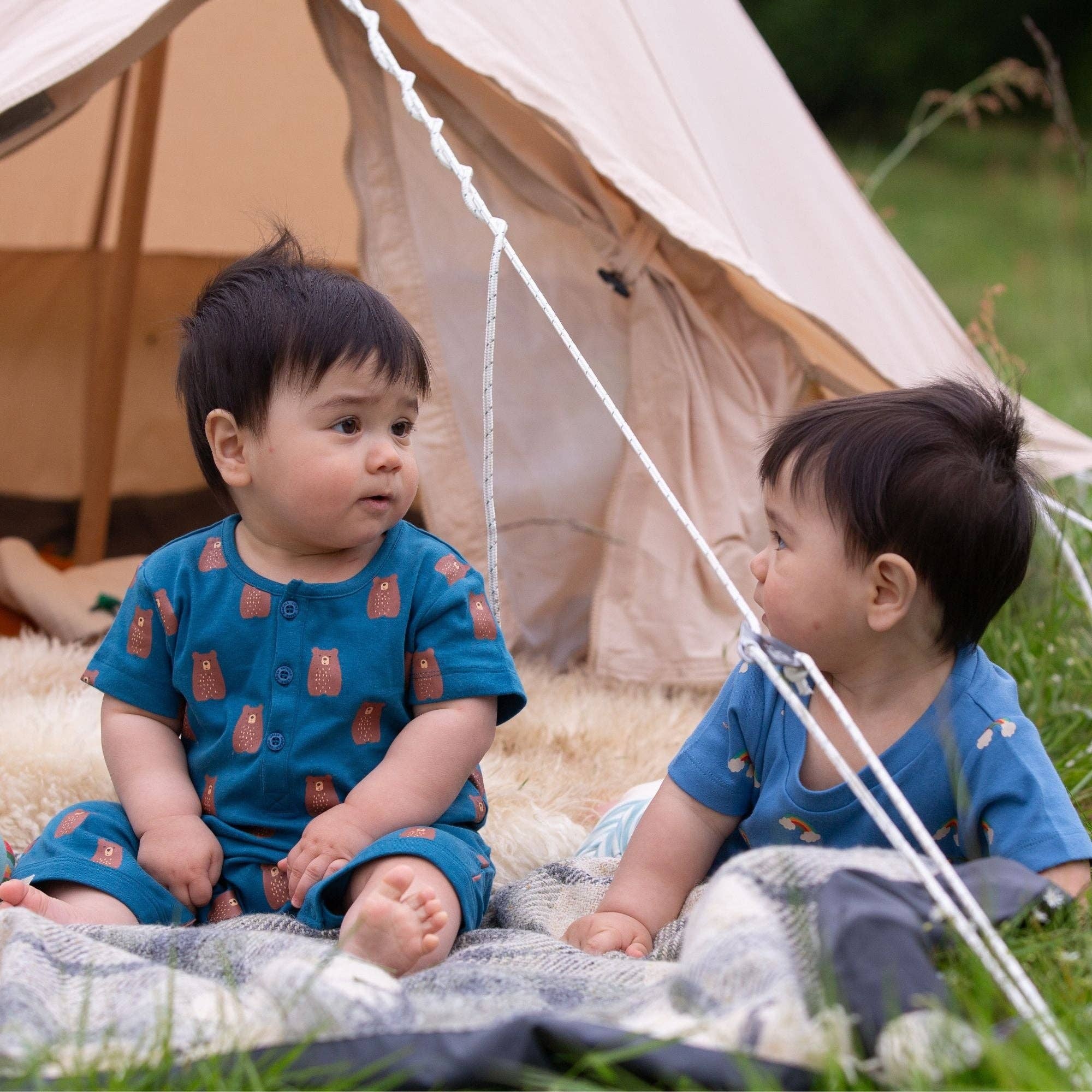 Little Green Radicals Teddy Bears Organic Romper