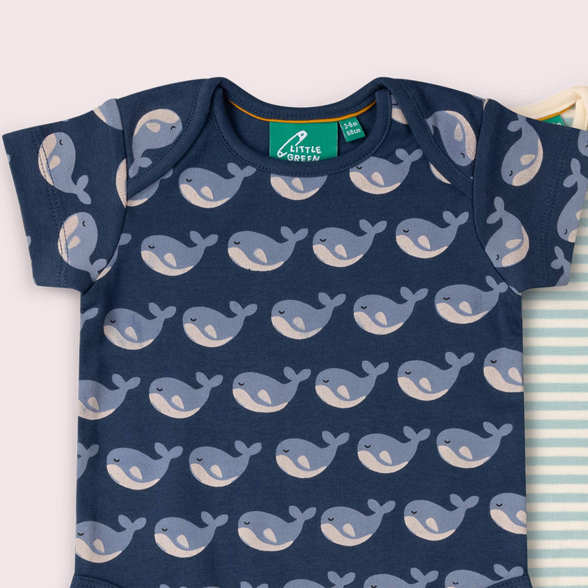 Little Green Radicals Singing Whales Organic Baby Bodysuit 2 Pack