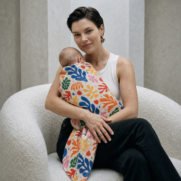 Solstice Stories Large Organic Cotton Muslin Swaddle Blanket - Matisse Print