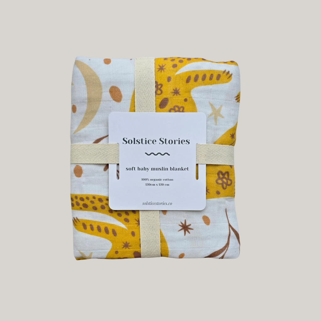 Solstice Stories Large Organic Cotton Muslin Swaddle Blanket - Tigers