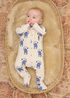 The Bonnie Mob - Elephant print Convertible Foot Sleepsuit - DUSTER