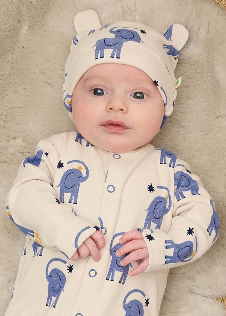 The Bonnie Mob - Elephant Print Baby Hat with Ears - DIMPLES
