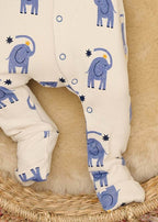 The Bonnie Mob - Elephant print Convertible Foot Sleepsuit - DUSTER
