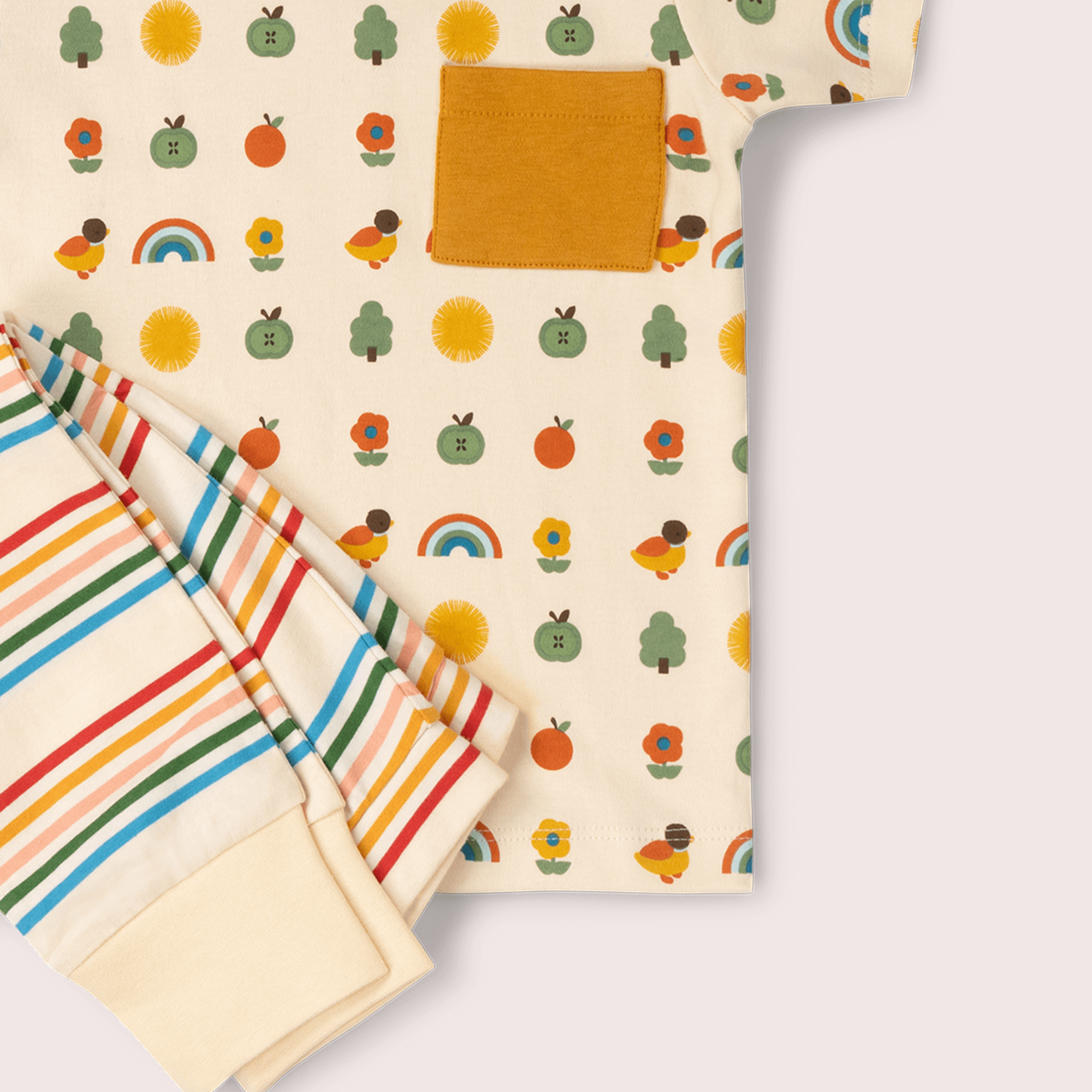 Little Green Radicals Vintage Rainbows Organic T Shirt & Jogger Playset