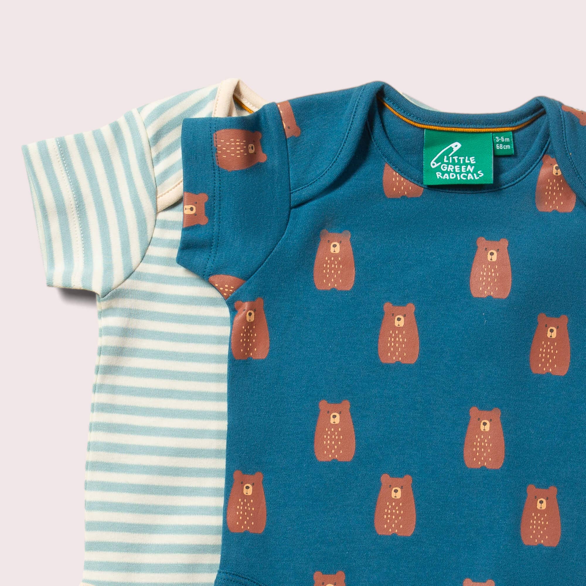 Little Green Radicals Teddy Bears Organic Baby Bodysuit Set 2 Pack