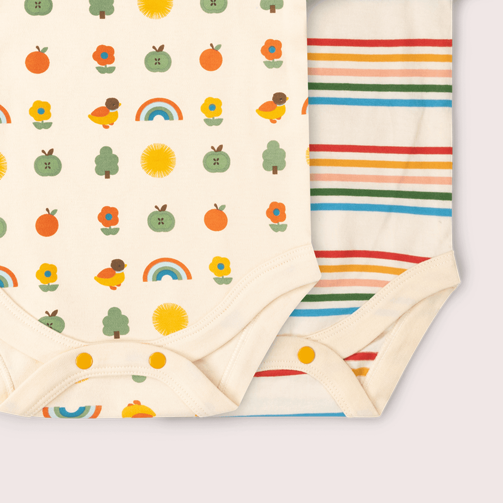 Little Green Radicals Vintage Rainbows Organic Baby Bodysuit 2 Pack
