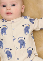 The Bonnie Mob - Elephant print Convertible Foot Sleepsuit - DUSTER