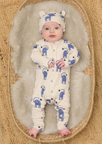 The Bonnie Mob - Elephant Print Baby Hat with Ears - DIMPLES