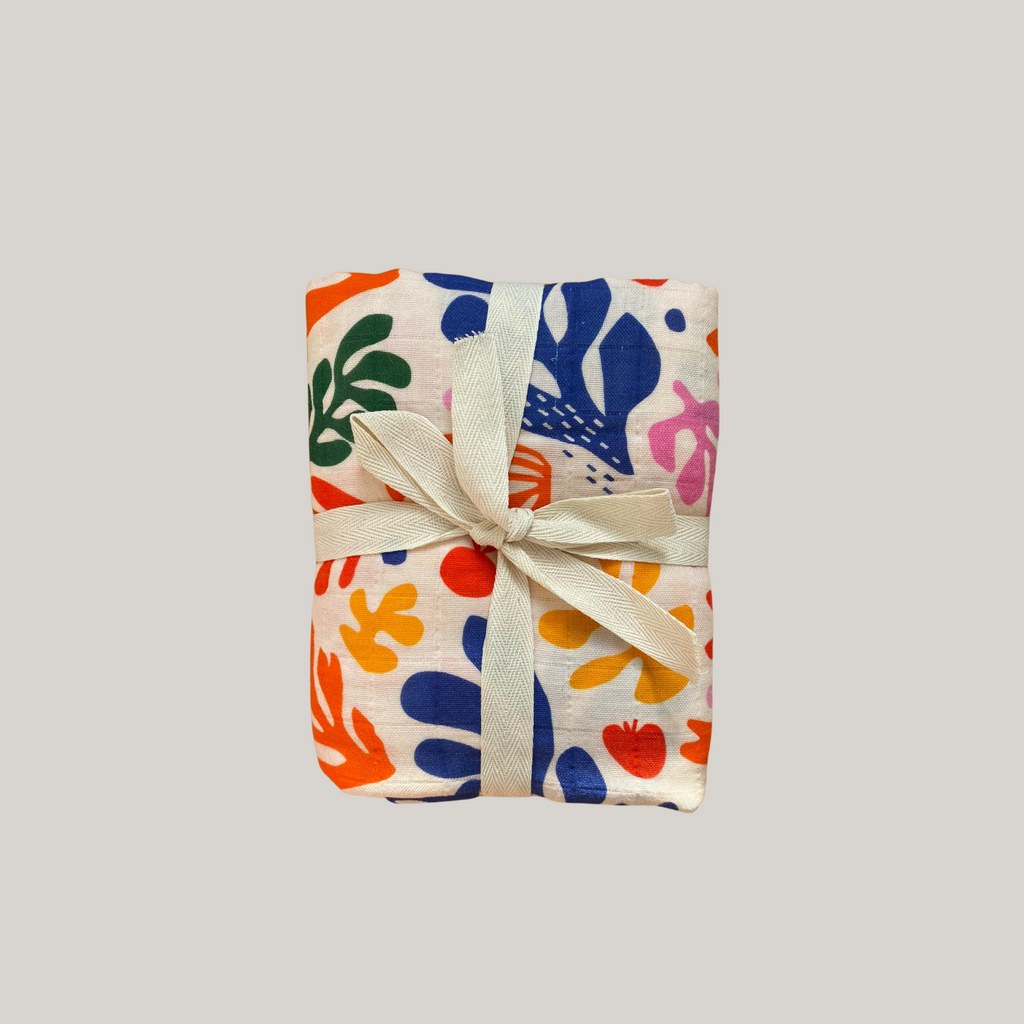 Solstice Stories Large Organic Cotton Muslin Swaddle Blanket - Matisse Print