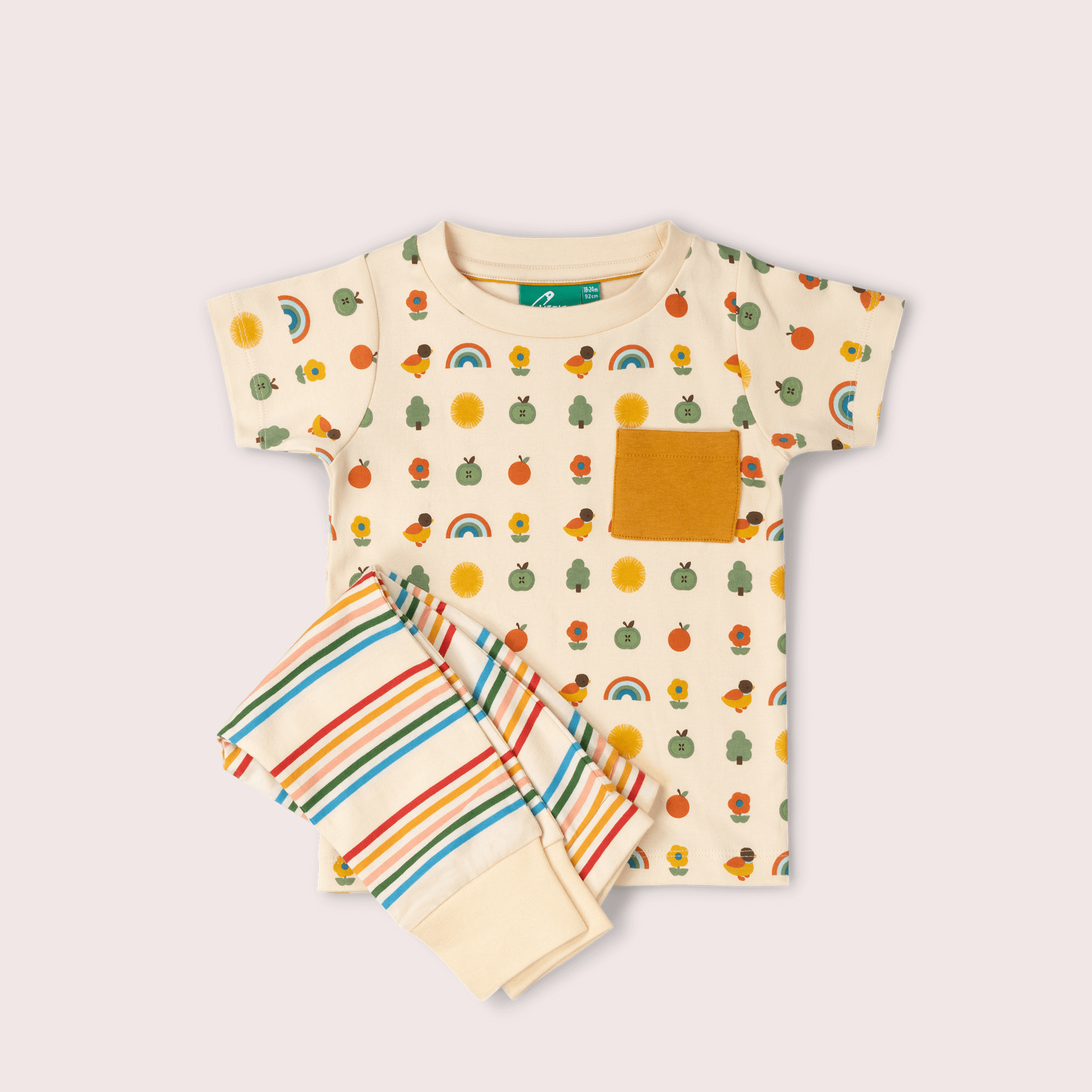 Little Green Radicals Vintage Rainbows Organic T Shirt & Jogger Playset