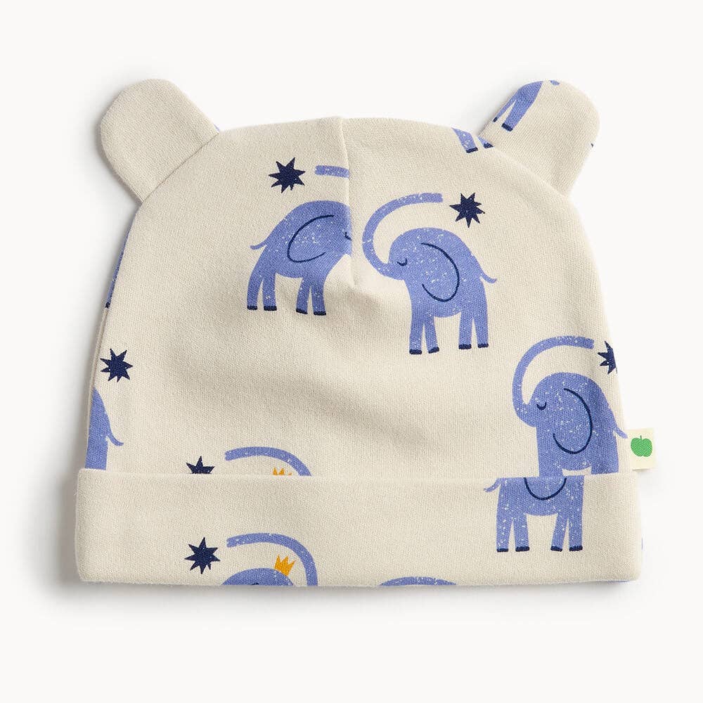 The Bonnie Mob - Elephant Print Baby Hat with Ears - DIMPLES