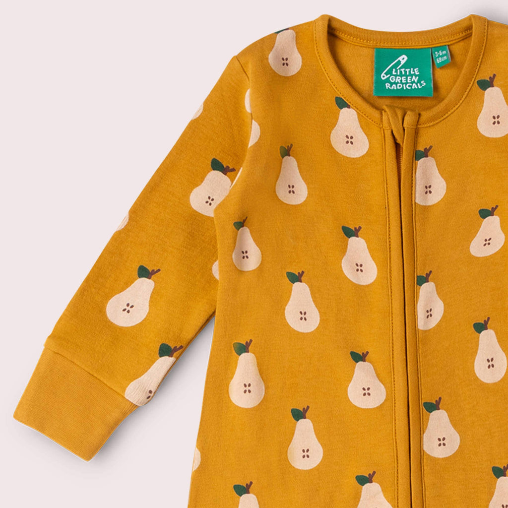 Little Green Radicals Summer Pears Zip Organic Babygrow