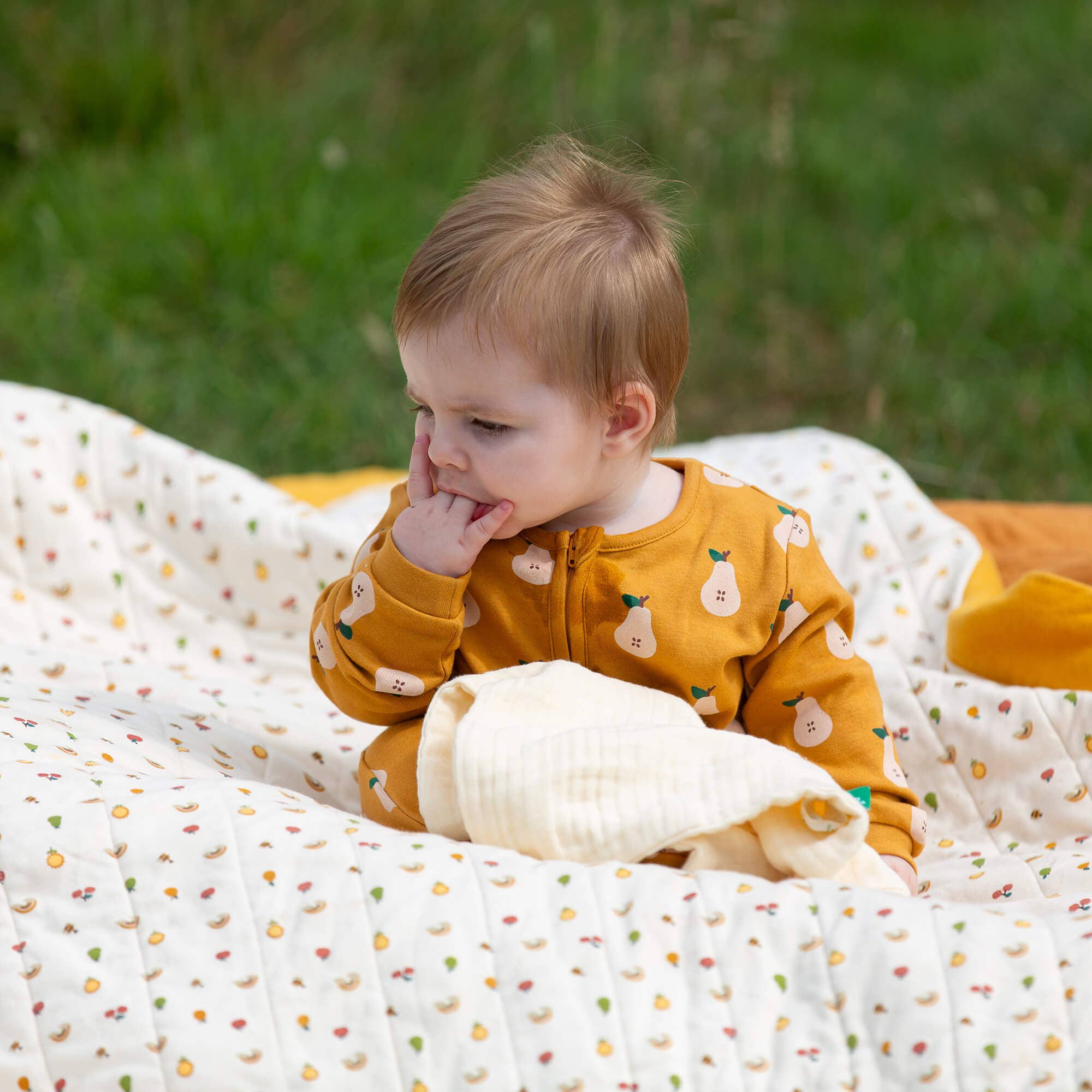 Little Green Radicals Summer Pears Zip Organic Babygrow