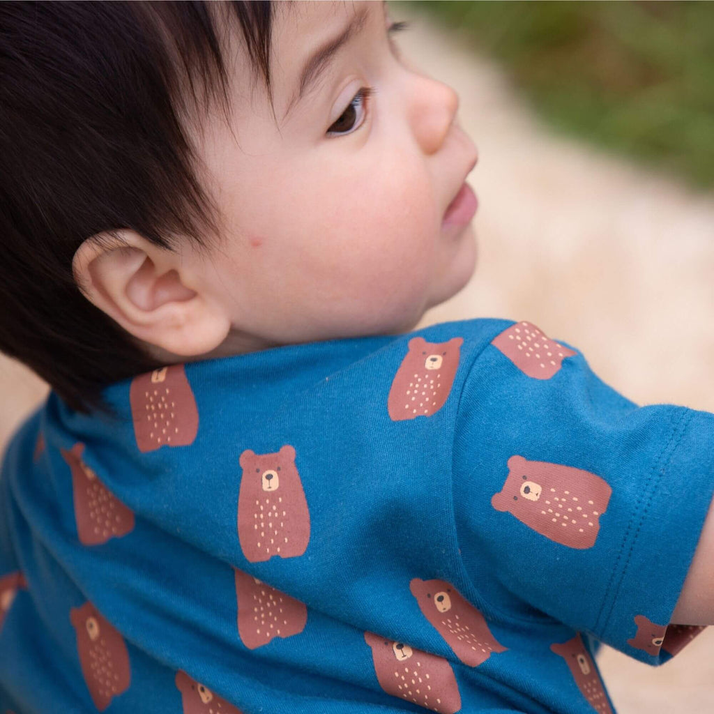 Little Green Radicals Teddy Bears Organic Romper