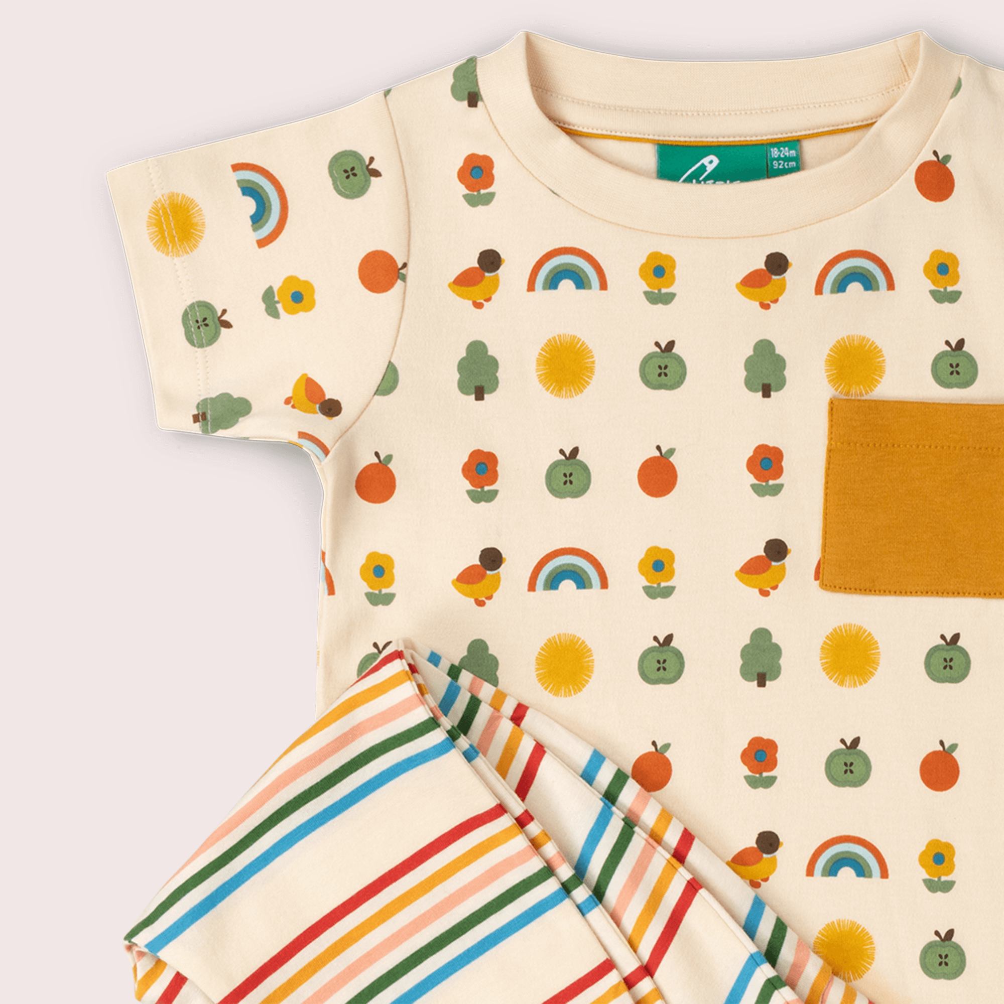 Little Green Radicals Vintage Rainbows Organic T Shirt & Jogger Playset