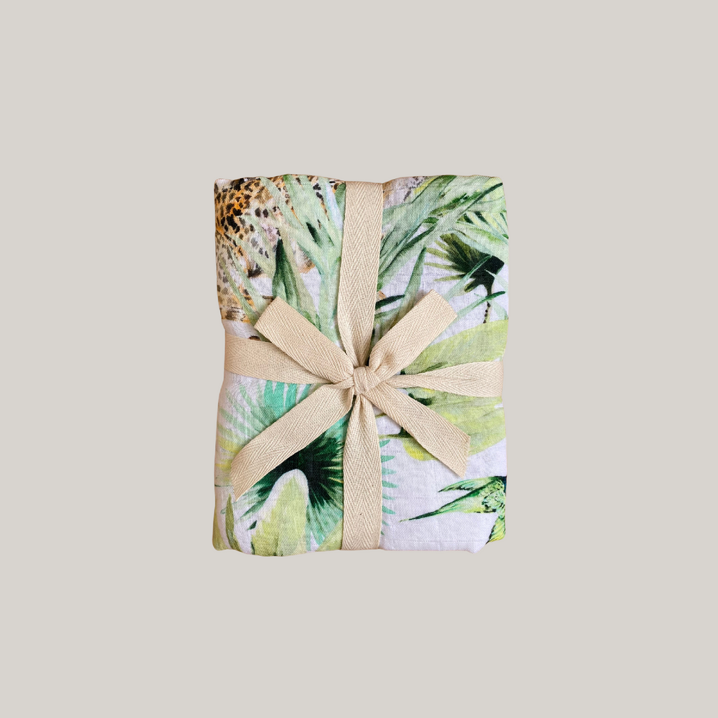 Solstice Stories Large Organic Cotton Muslin Swaddle Blanket - Jungle Print