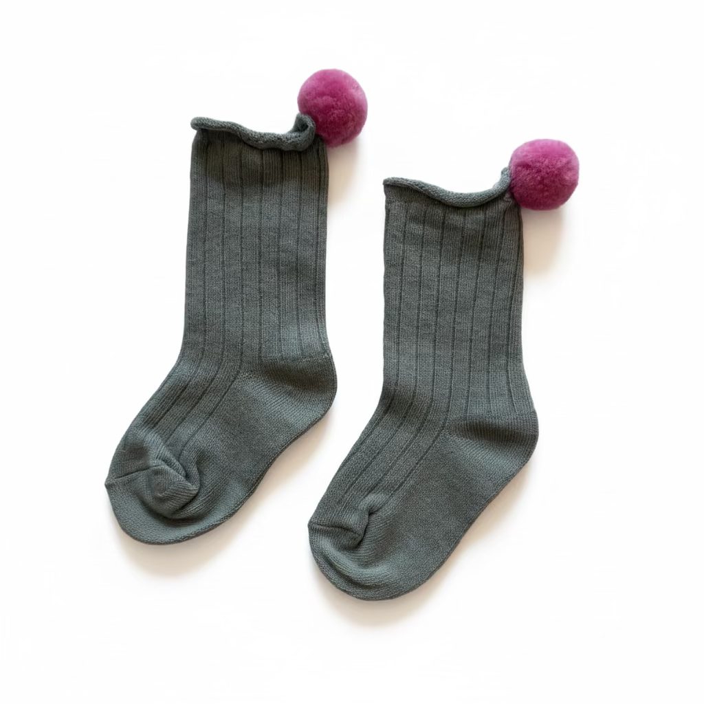 Mama Siesta Grey Pom Pom Socks