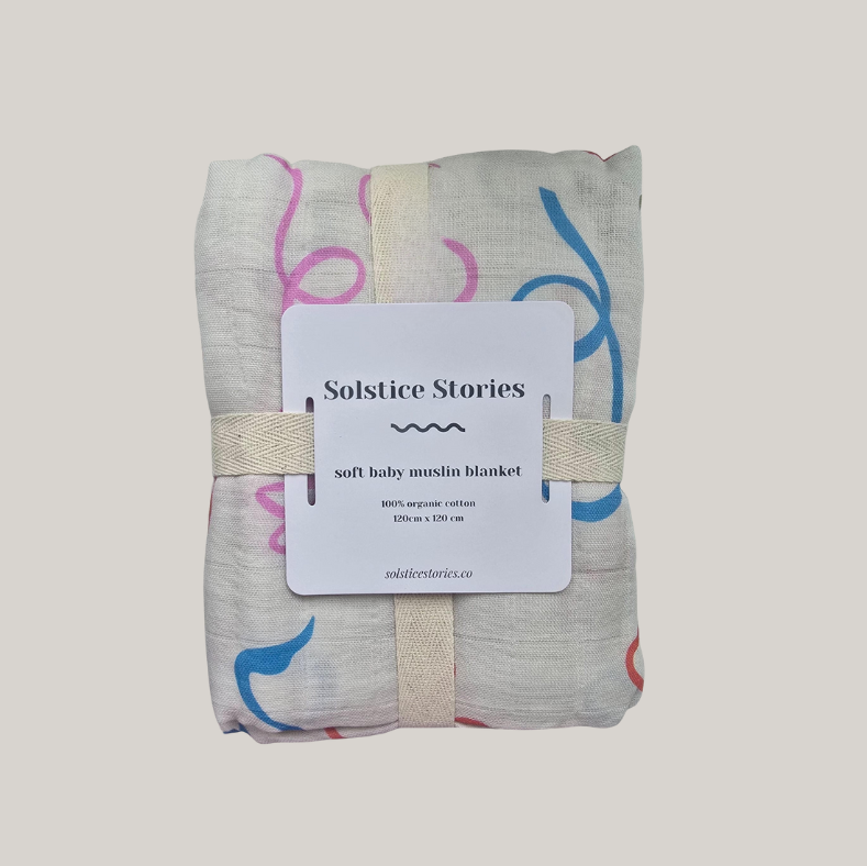 Solstice Stories Large Organic Cotton Muslin Swaddle Blanket - The Bow Edit