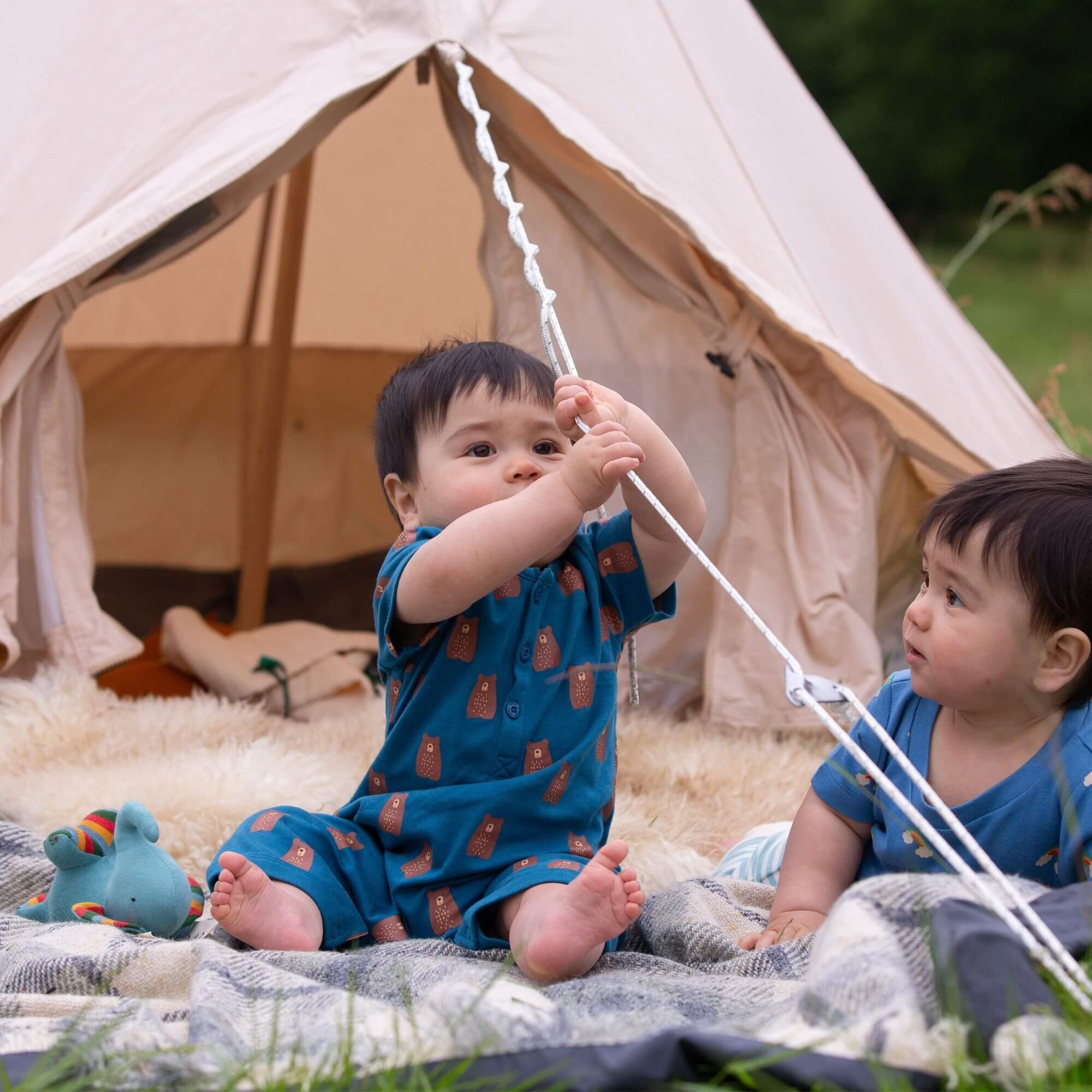 Little Green Radicals Teddy Bears Organic Romper