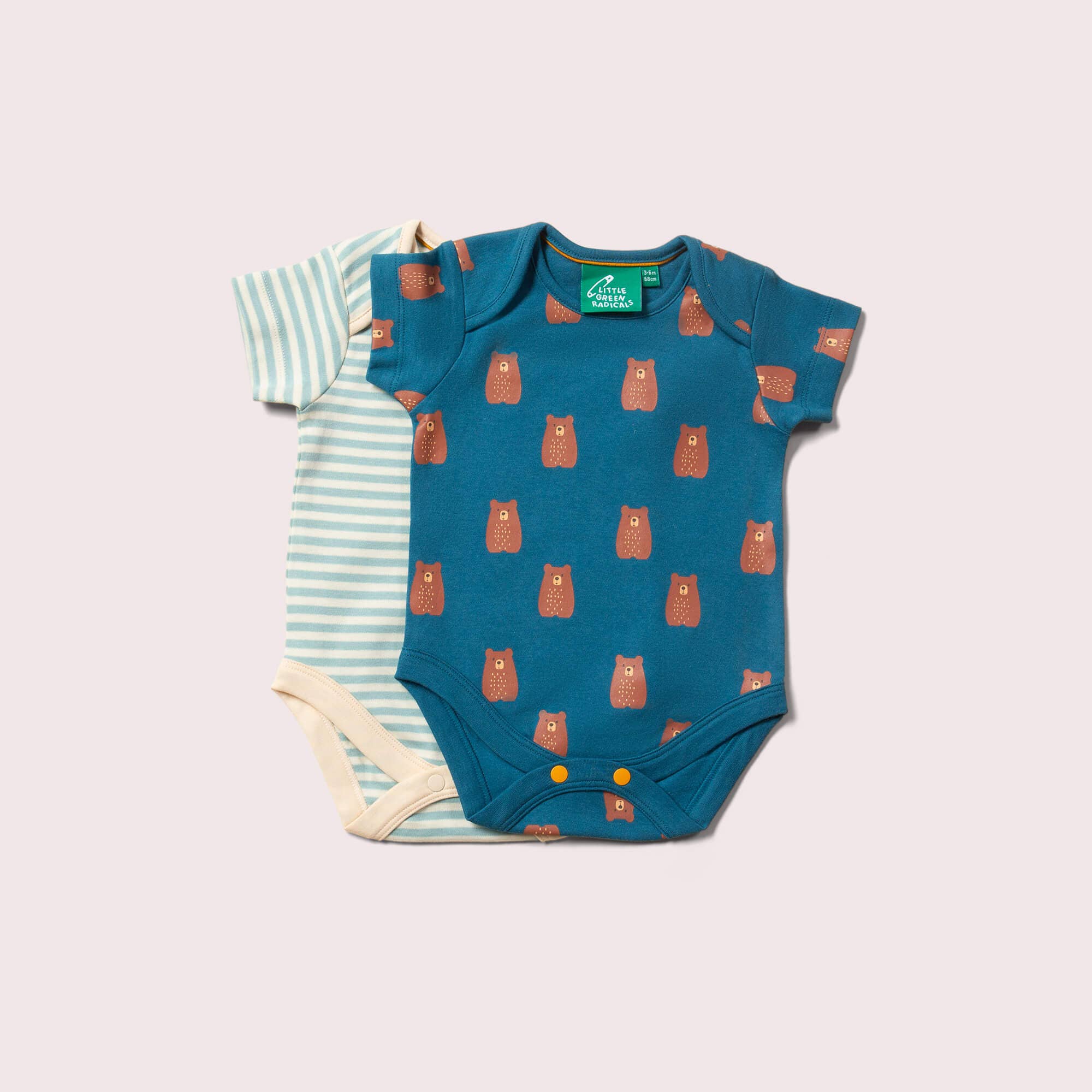 Little Green Radicals Teddy Bears Organic Baby Bodysuit Set 2 Pack