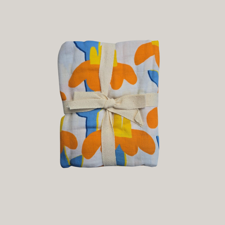 Solstice Stories Large Organic Cotton Muslin Swaddle Blanket - Sunflowers