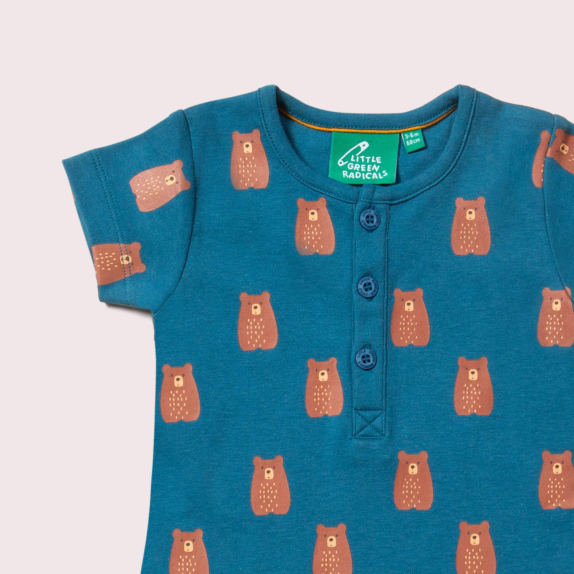 Little Green Radicals Teddy Bears Organic Romper