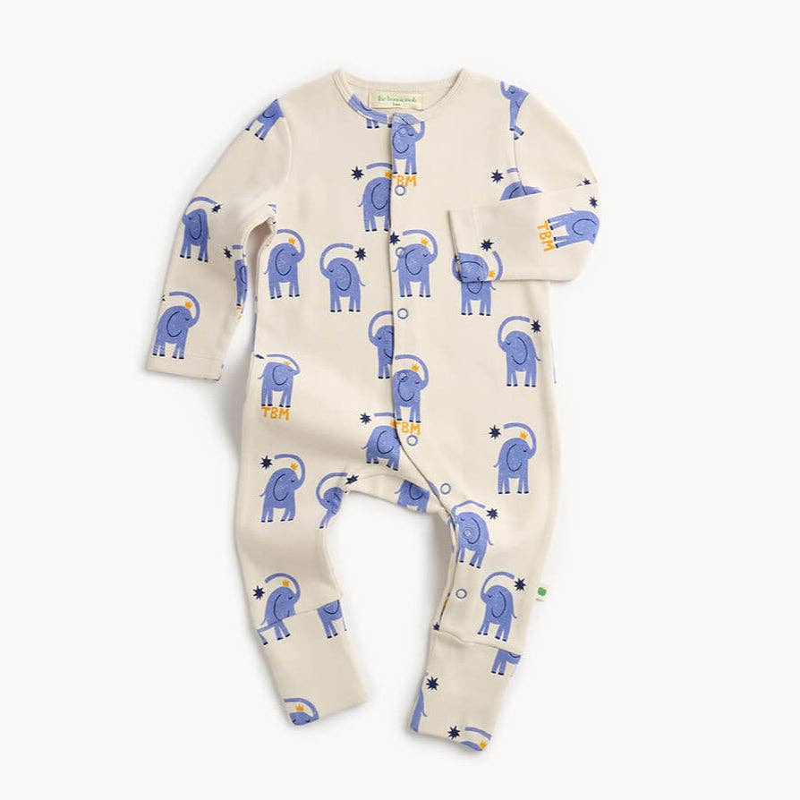 The Bonnie Mob - Elephant print Convertible Foot Sleepsuit - DUSTER