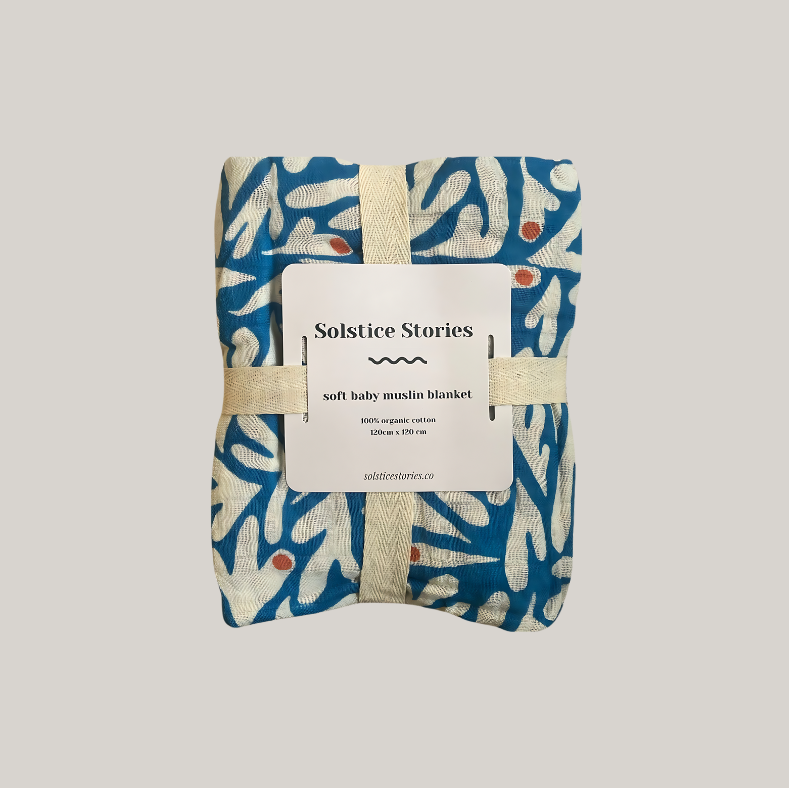 Solstice Stories Large Organic Cotton Muslin Swaddle Blanket | Coconut Grove
